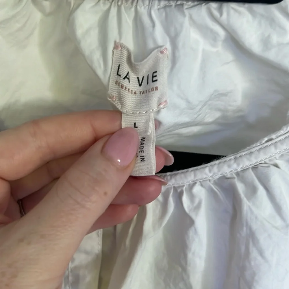 La Vie Rebecca Taylor Relaxed Eyelet Trim Blouse - Picture 2 of 4